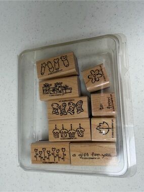 Stampin’ Up! Retired Tiny Tags Wood Mount Rubber Stamp Set (9)